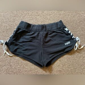 PINK Lace Up Black Shorts